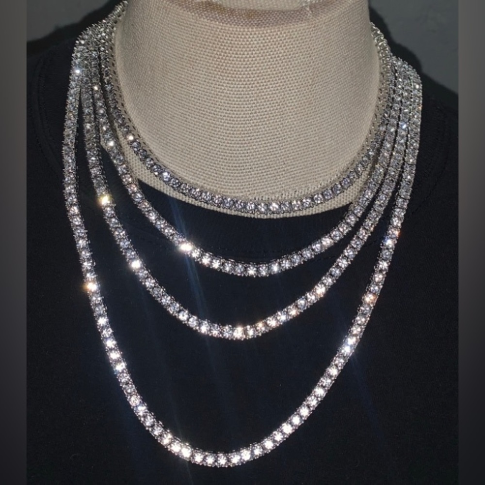 Iced Out Silver Or Gold Tennis Chain Necklace Unisex